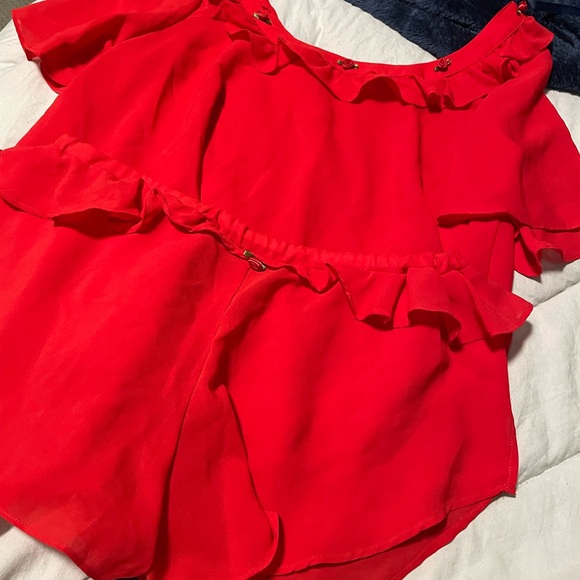 For Love and Lemons Red Rosette Lingerie Sheer Set RARE! S/M - Picture 3 of 6